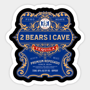 2 Bears 1 Cave Tequila Label Sticker
